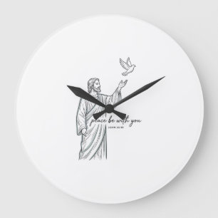 Peace Be With You Dove Christian Vintage Shirt Large Clock