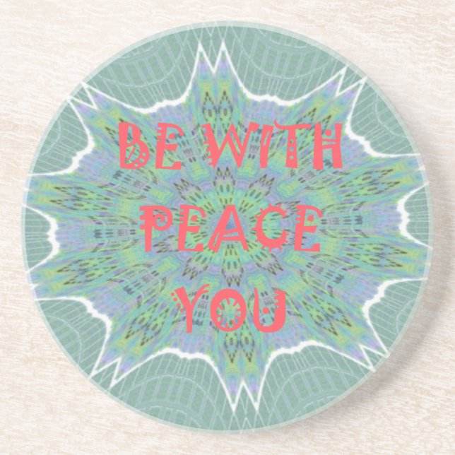 Peace Be With You Inspirational Graphic Art Text Coaster (Front)