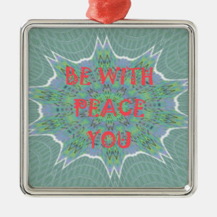 Peace Be With You Inspirational Graphic Art Text Metal Tree Decoration