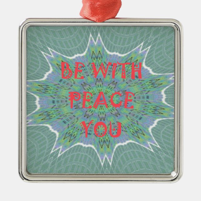 Peace Be With You Inspirational Graphic Art Text Metal Tree Decoration (Front)