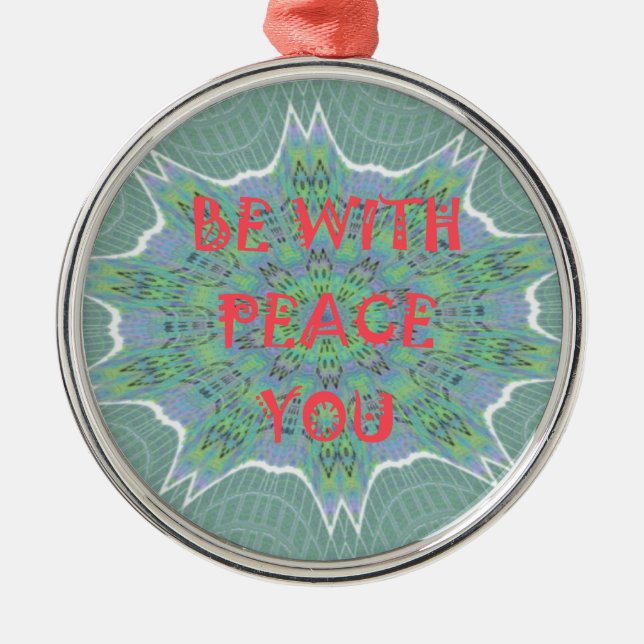 Peace Be With You Inspirational Graphic Art Text Metal Tree Decoration (Front)