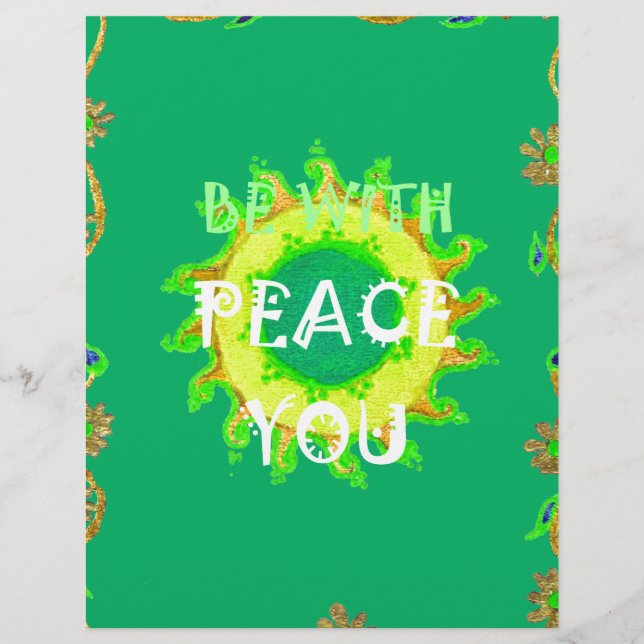 Peace Be With You: Inspirational Green and Yellow  Customized Letterhead (Front)