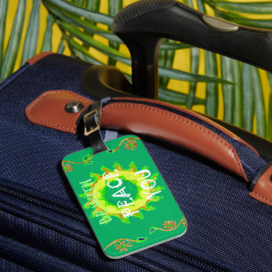 Peace Be With You: Inspirational Green and Yellow  Luggage Tag