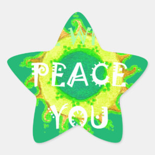 Peace Be With You: Inspirational Green and Yellow  Star Sticker