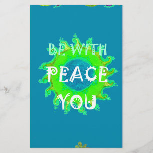 Peace Be With You: Inspirational Green and Yellow  Stationery