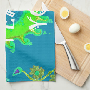 Peace Be With You: Inspirational Green and Yellow  Tea Towel