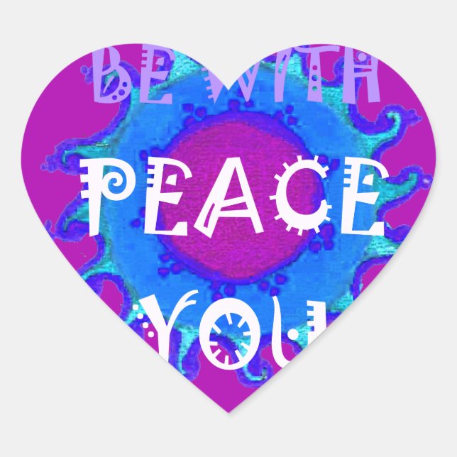Peace Be With You Inspirational Print Heart Sticker (Front)