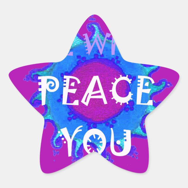Peace Be With You Inspirational Print Star Sticker (Front)