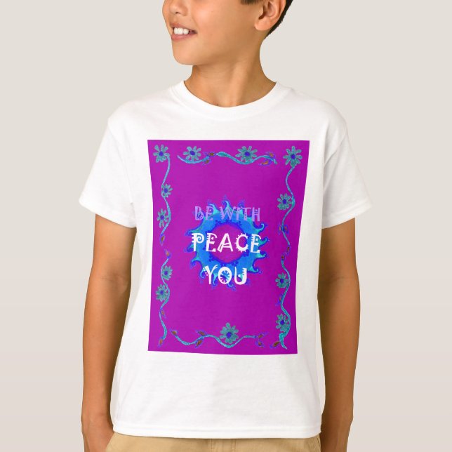 Peace Be With You Inspirational Text Art Pattern  T-Shirt (Front)