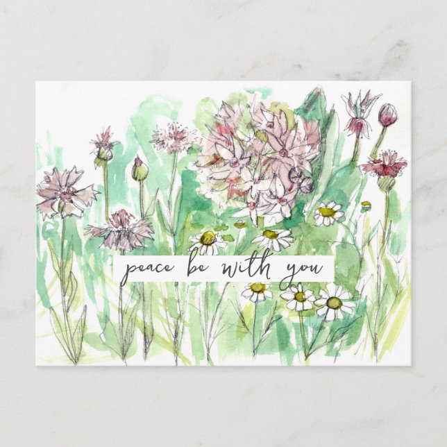 Peace Be With You Summer Wildflowers Postcard (Front)