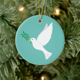 Peace Be With You White Dove Ceramic Tree Decoration