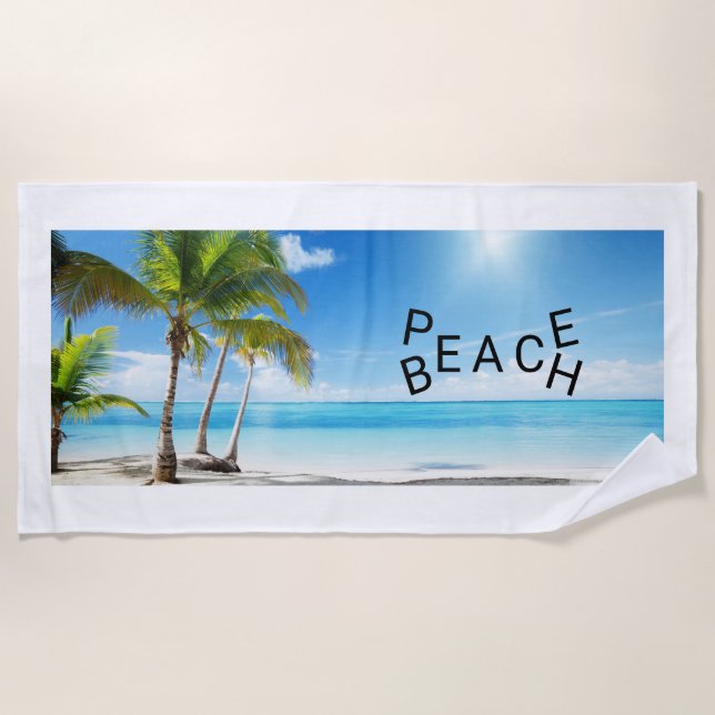 Peace Beach Palm Tree Beach Towel (Front)
