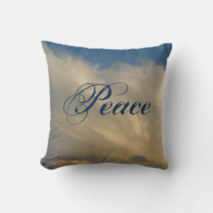 Peace Beautiful Bright Blue Sky Photo White Clouds Cushion
