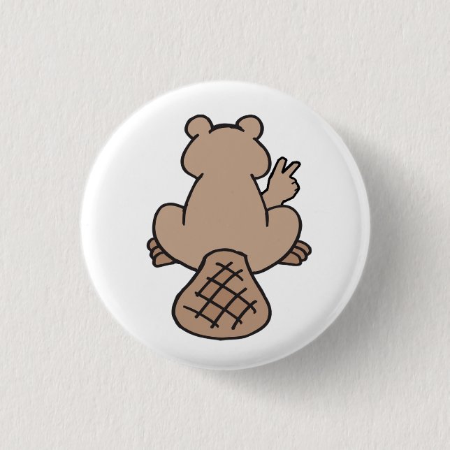 Peace Beaver 3 Cm Round Badge (Front)