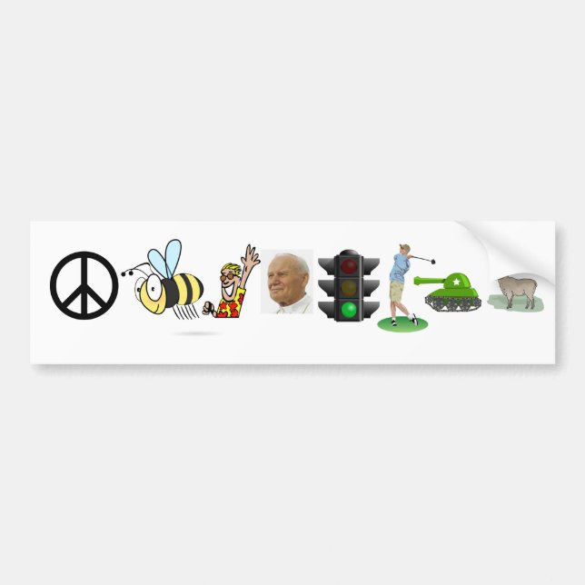 peace bee "hey" pole light driver tank ewe bumper sticker (Front)