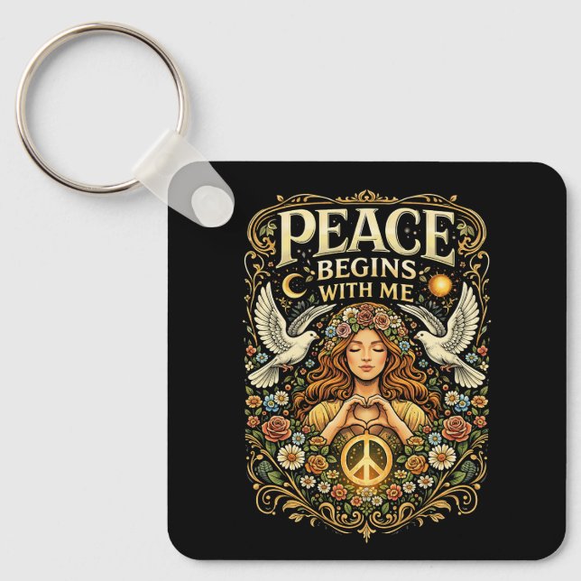 Peace Begins Within Key Ring (Front)
