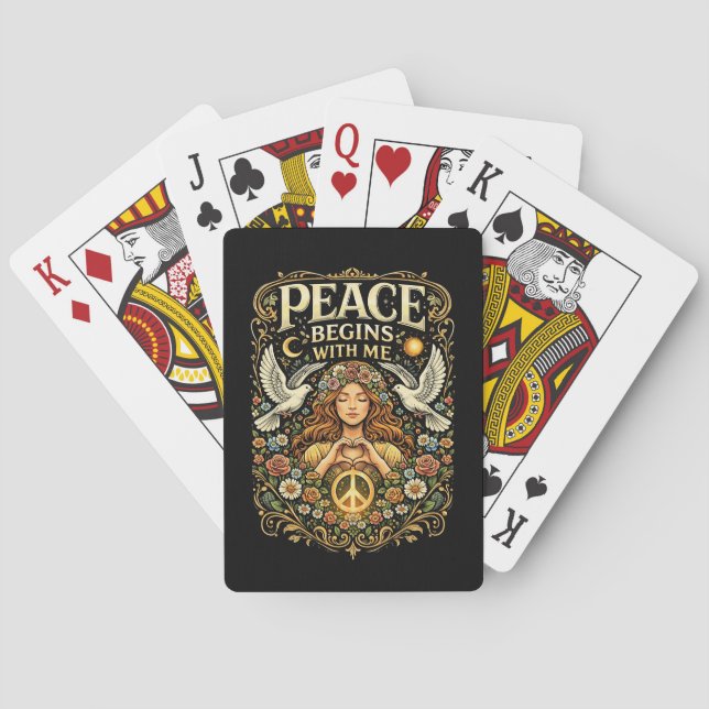 Peace Begins Within Playing Cards (Back)