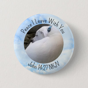 Peace Bible Verse Dog Photo in Light Blue Sky 6 Cm Round Badge