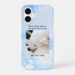 Peace Bible Verse One Photo Soft Blue Sky iPhone 16 Case