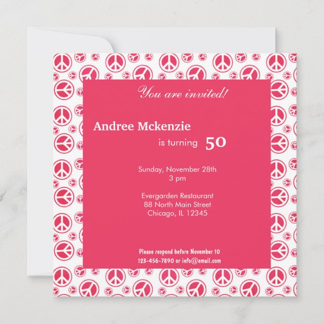 Peace Birthday Invitation (Front)