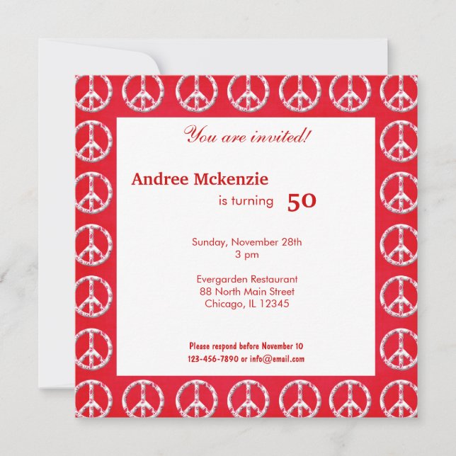 Peace Birthday Invitation (Front)