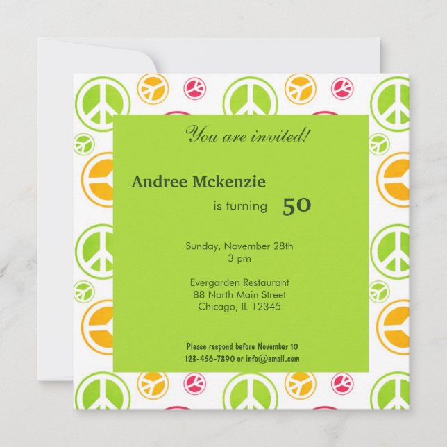 Peace Birthday Invitation (Front)