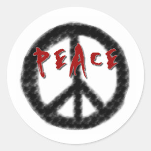 Peace Black and Red Classic Round Sticker
