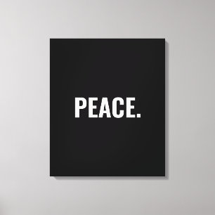 Peace black and white text minimalist anti war canvas print