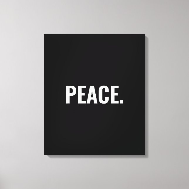 Peace black and white text minimalist anti war canvas print (Front)