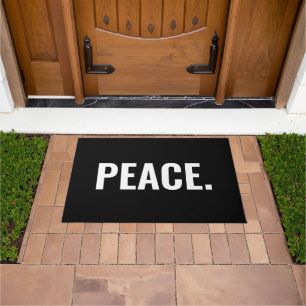 Peace black and white text minimalist anti war doormat