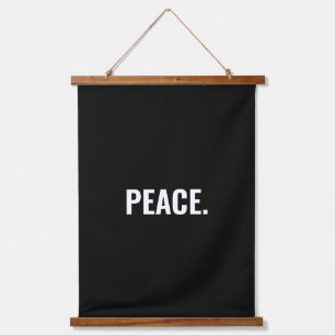 Peace black and white text minimalist anti war hanging tapestry
