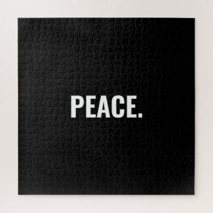 Peace black and white text minimalist anti war jigsaw puzzle