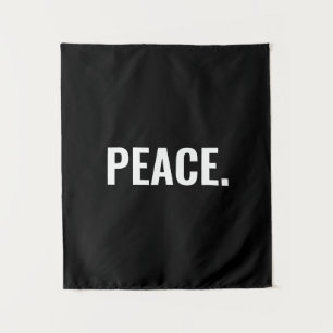 Peace black and white text minimalist anti war tapestry