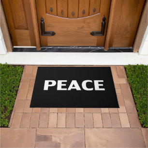 Peace black white minimalist modern simple elegant doormat