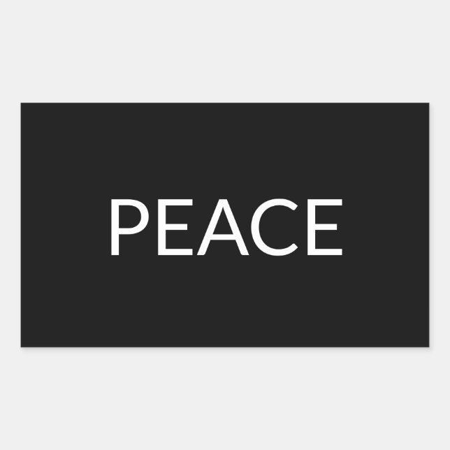 Peace black white simple minimalist modern elegant rectangular sticker (Front)