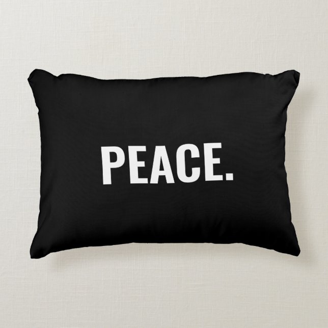 Peace black white text minimalist anti war custom decorative cushion (Front)