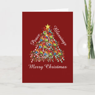 Peace Blessings Merry Christmas Dk Red Holiday   Card