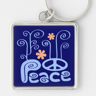 Peace Blue and Orange Keychain