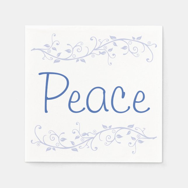 Peace Blue Flourish Christmas Party Napkin (Front)