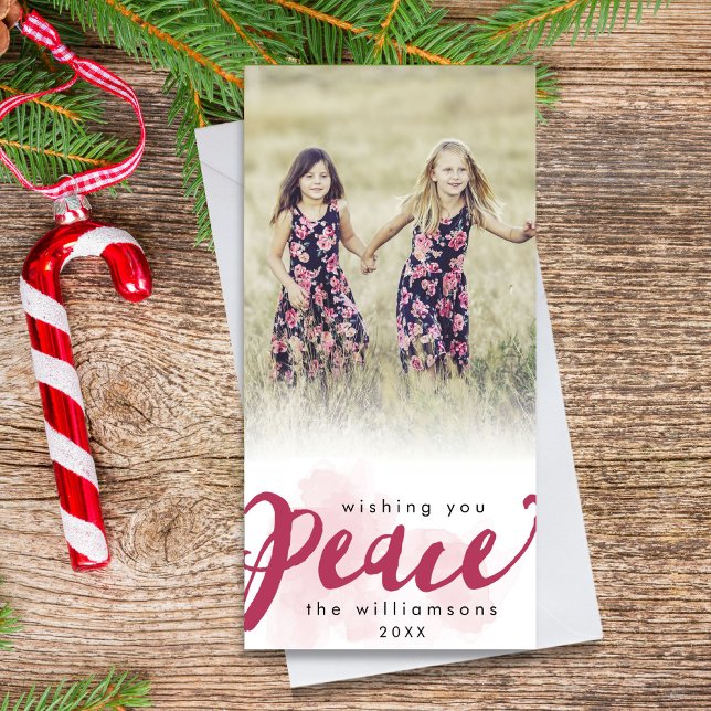 Peace Brush Script Christmas Holiday Photo (Creator Uploaded)