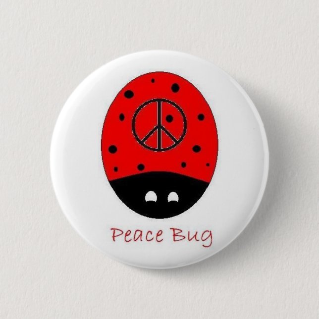 peace bug button white (Front)