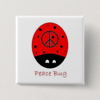 peace bug square button white