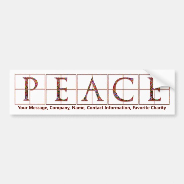 Peace Bumper Sticker with Message (Front)