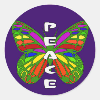 Peace Butterfly Classic Round Sticker