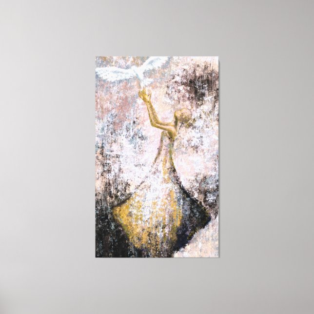 Peace Canvas Print White Dove - Abstract Painting (Front)