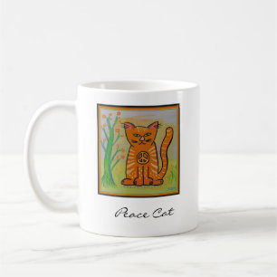 Peace Cat with Flowers Coffee Mug