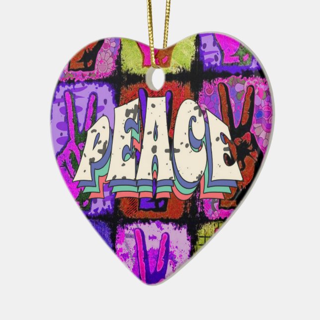 Peace Ceramic Ornament (Left)