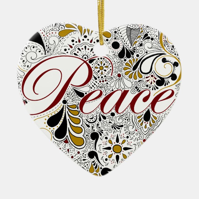 Peace Ceramic Tree Decoration (Front)
