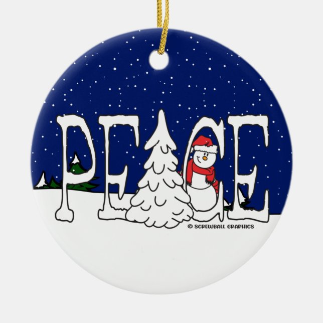 Peace Ceramic Tree Decoration (Front)