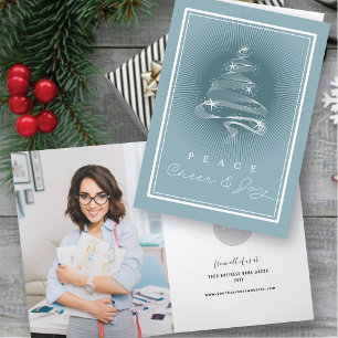 Peace Cheer Joy Sparkling Christmas Tree Business Holiday Card